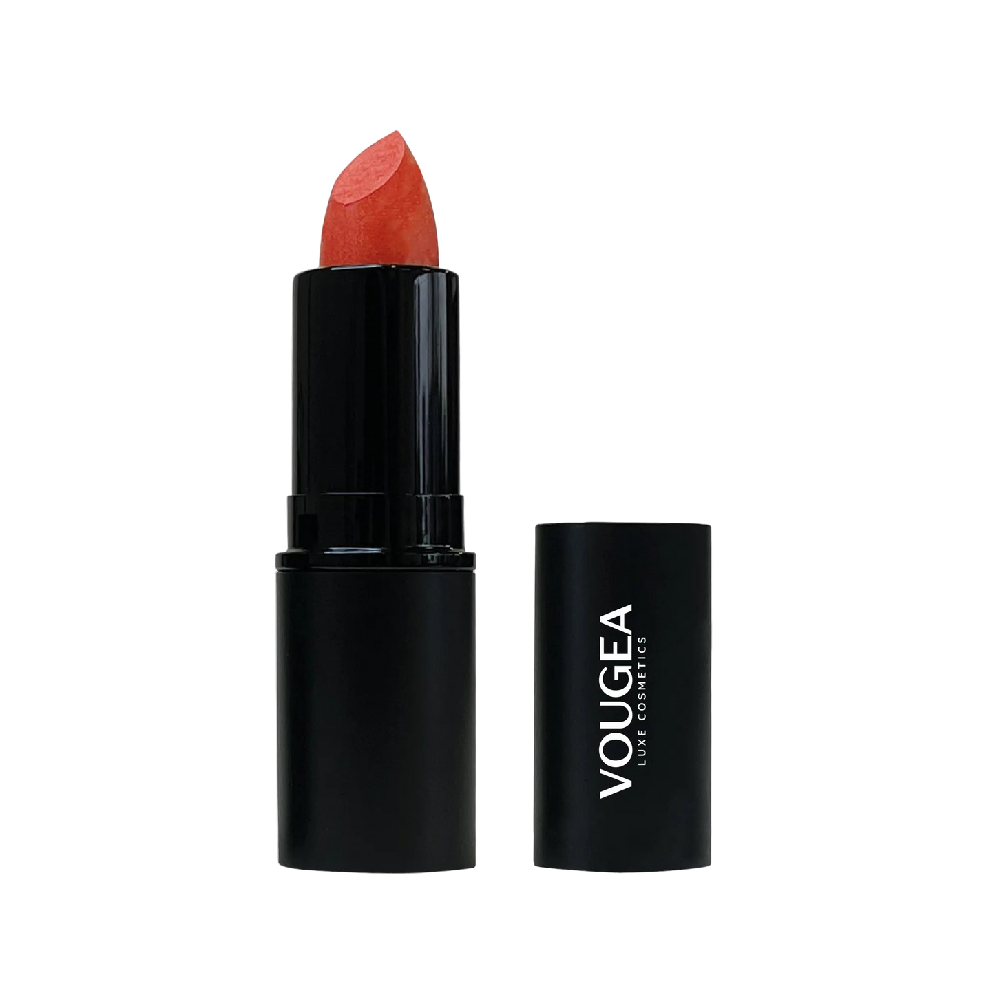 “VOUGEA Luxe Fire Cracker Red Lipstick – bold cruelty-free creamy red lipstick with hydrating finish”