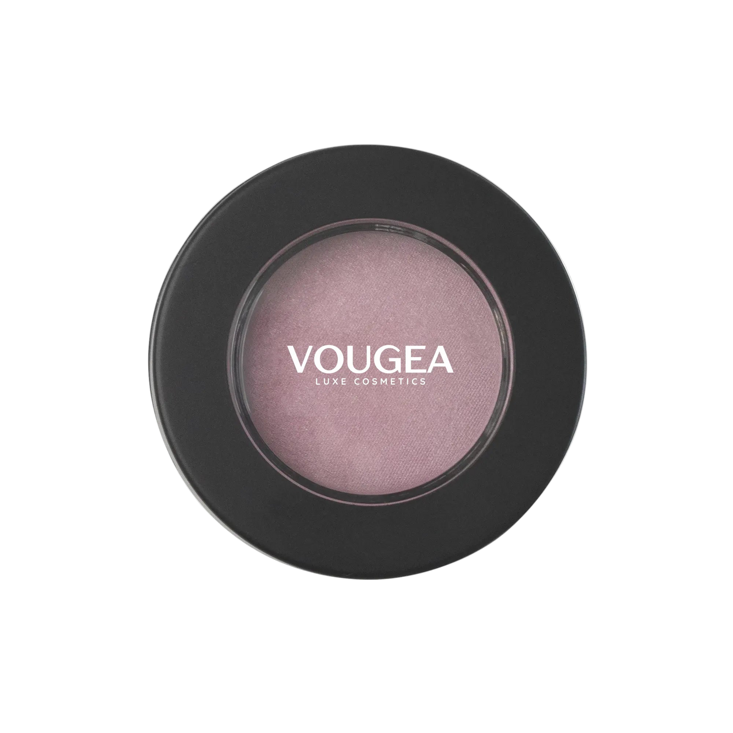 VOUGEA Luxe Single Pan Eyeshadow in sleek rose gold compact displayed with shimmer and matte finishes