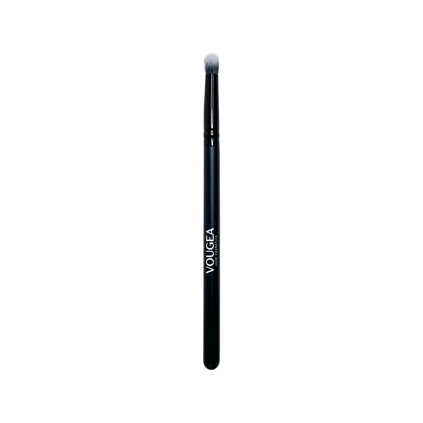 VOUGEA Luxe Mini Crease Brush with soft precision bristles displayed on blush pink background