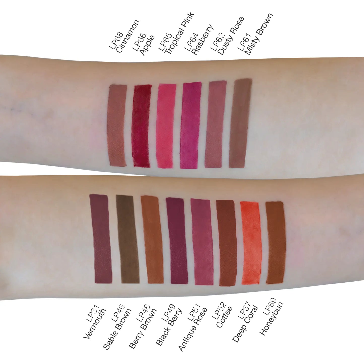 VOUGEA Luxe Lip Liner – Apple pencil with vibrant red pigment swatched on blush rose background