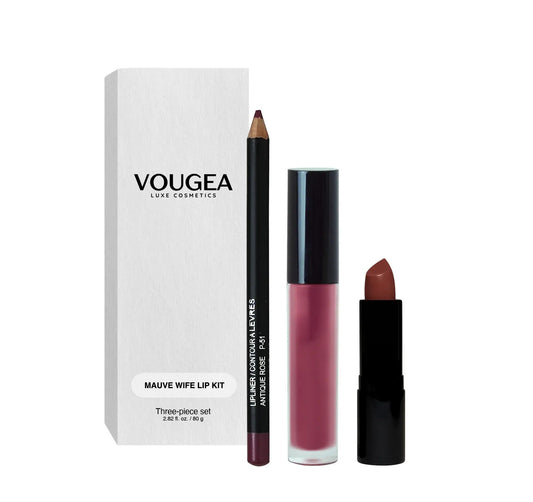 VOUGEA Luxe Lip Kit – paraben-free lipstick, lip liner, and lip gloss set