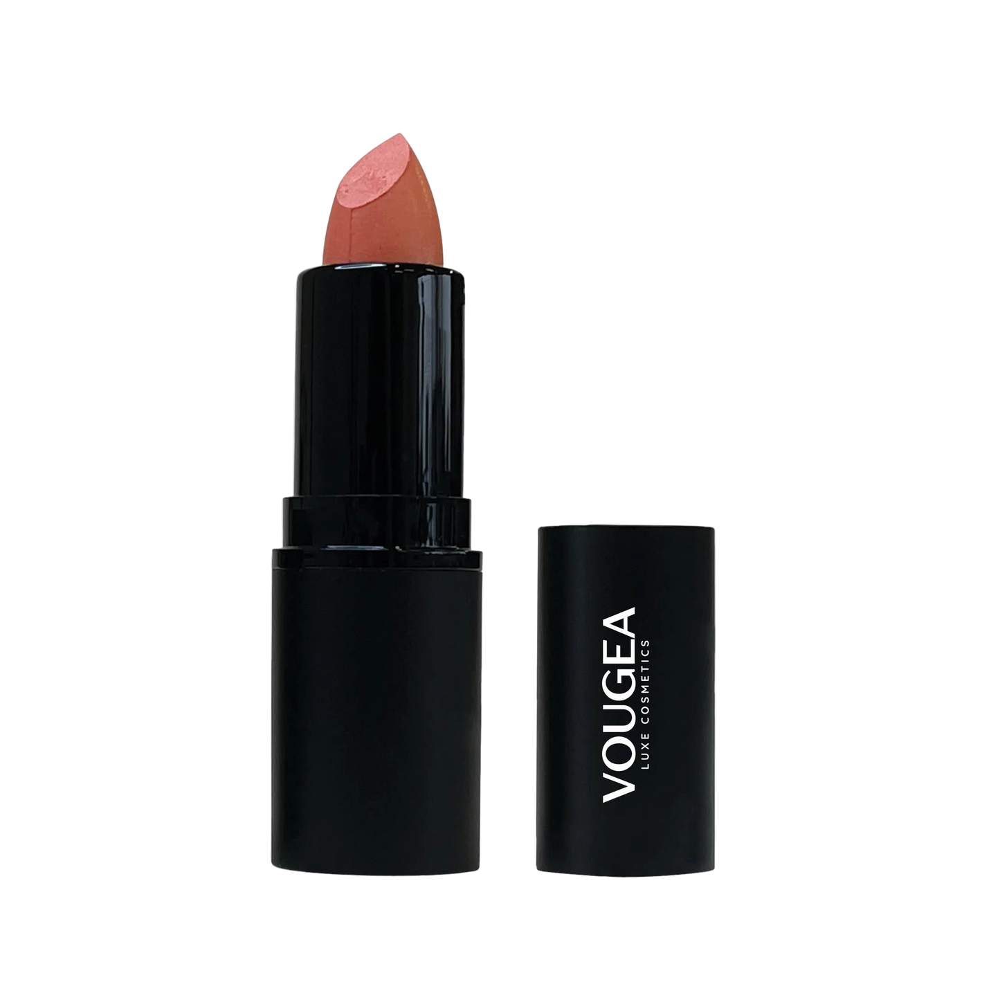 “VOUGEA Luxe Barely Beige Lipstick – vegan, cruelty-free creamy nude lipstick with hydrating finish”