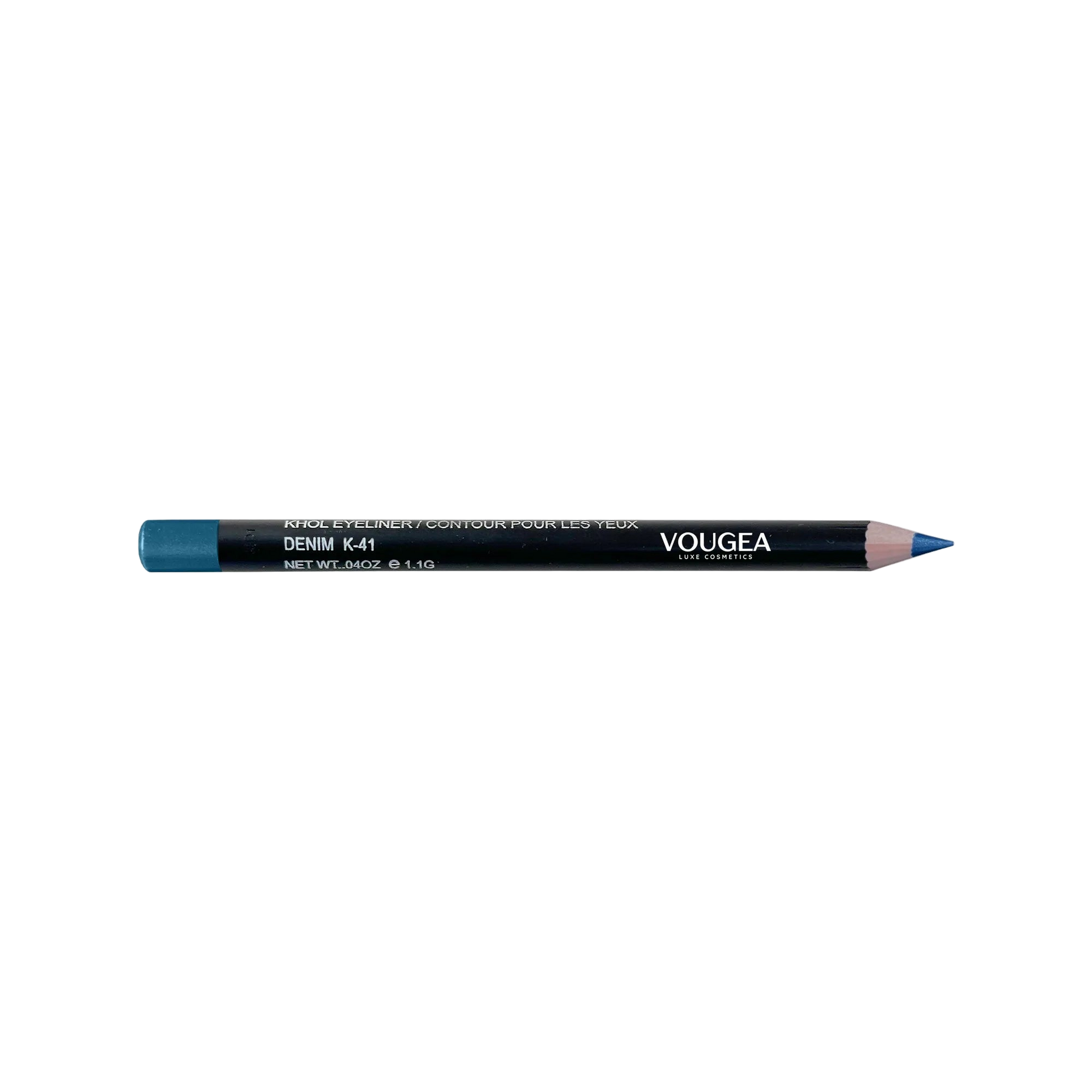 VOUGEA Luxe Khol Eyeliner pencil with creamy texture displayed on charcoal gray background