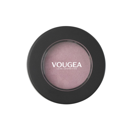 VOUGEA Luxe Single Pan Eyeshadow in sleek rose gold compact displayed with shimmer and matte finishes