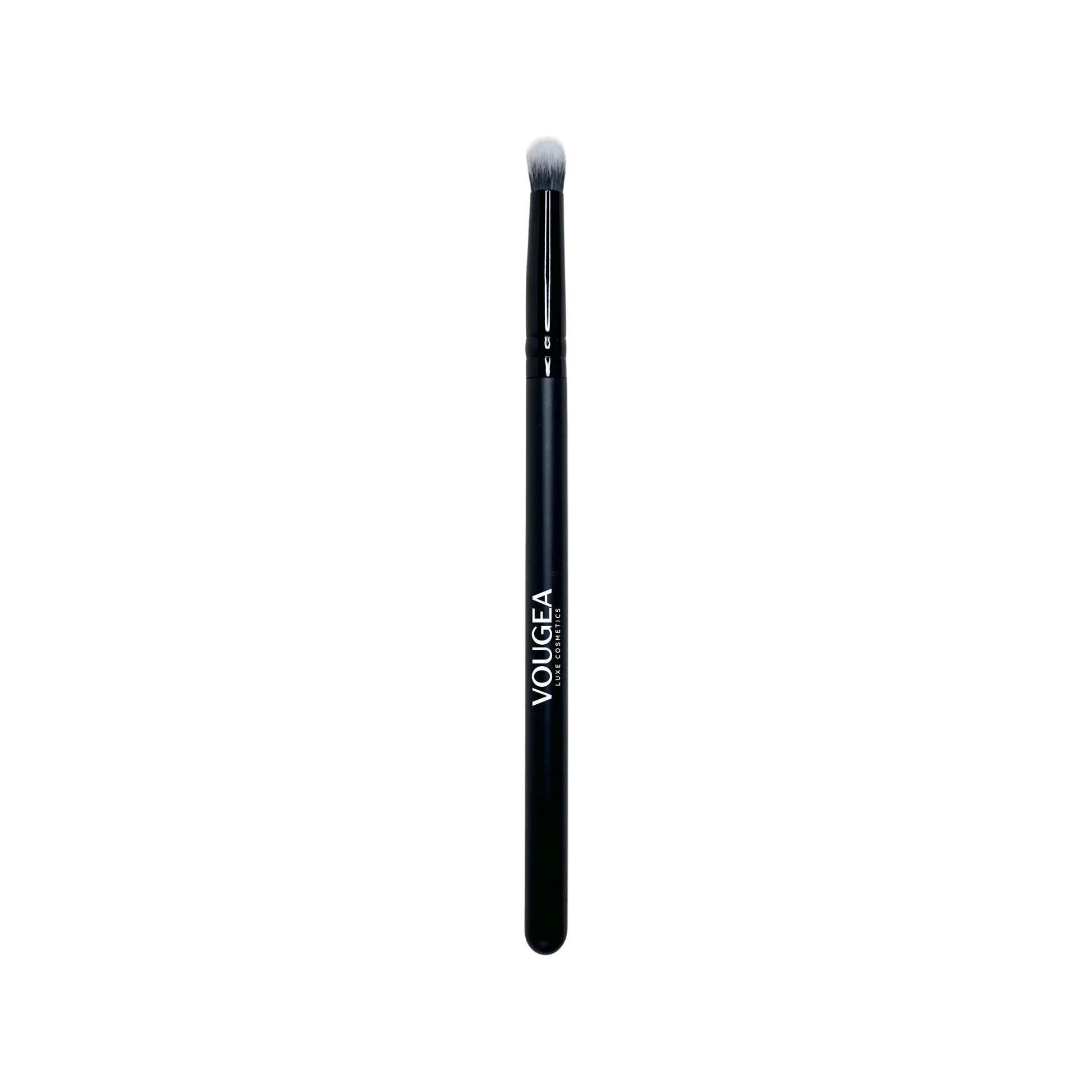 VOUGEA Luxe Mini Crease Brush with soft precision bristles displayed on blush pink background