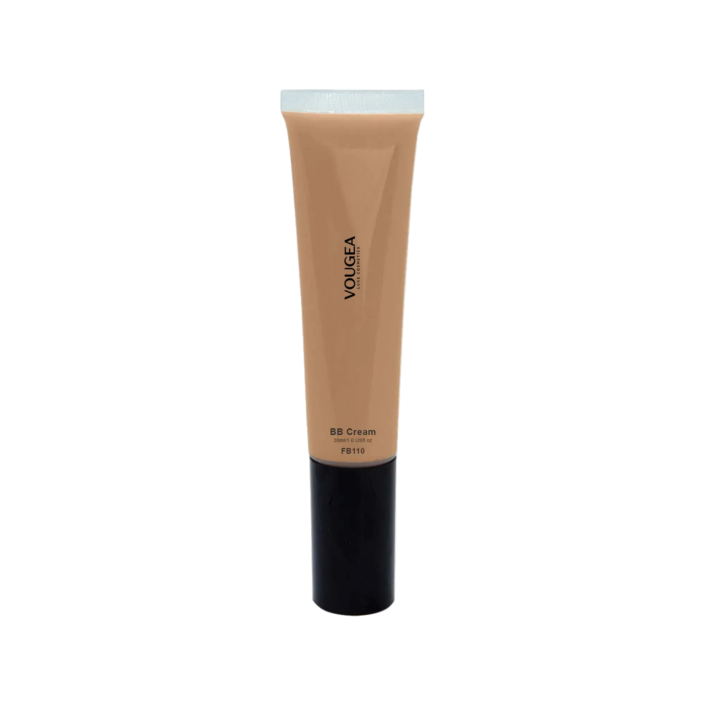 VOUGEA Luxe Perfecting Face Primer in sleek rose gold tube on soft silver background