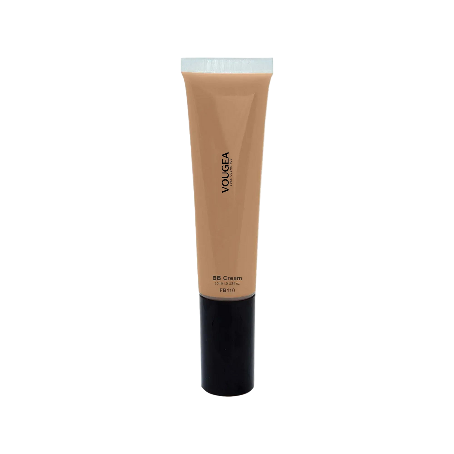 VOUGEA Luxe Perfecting Face Primer in sleek rose gold tube on soft silver background
