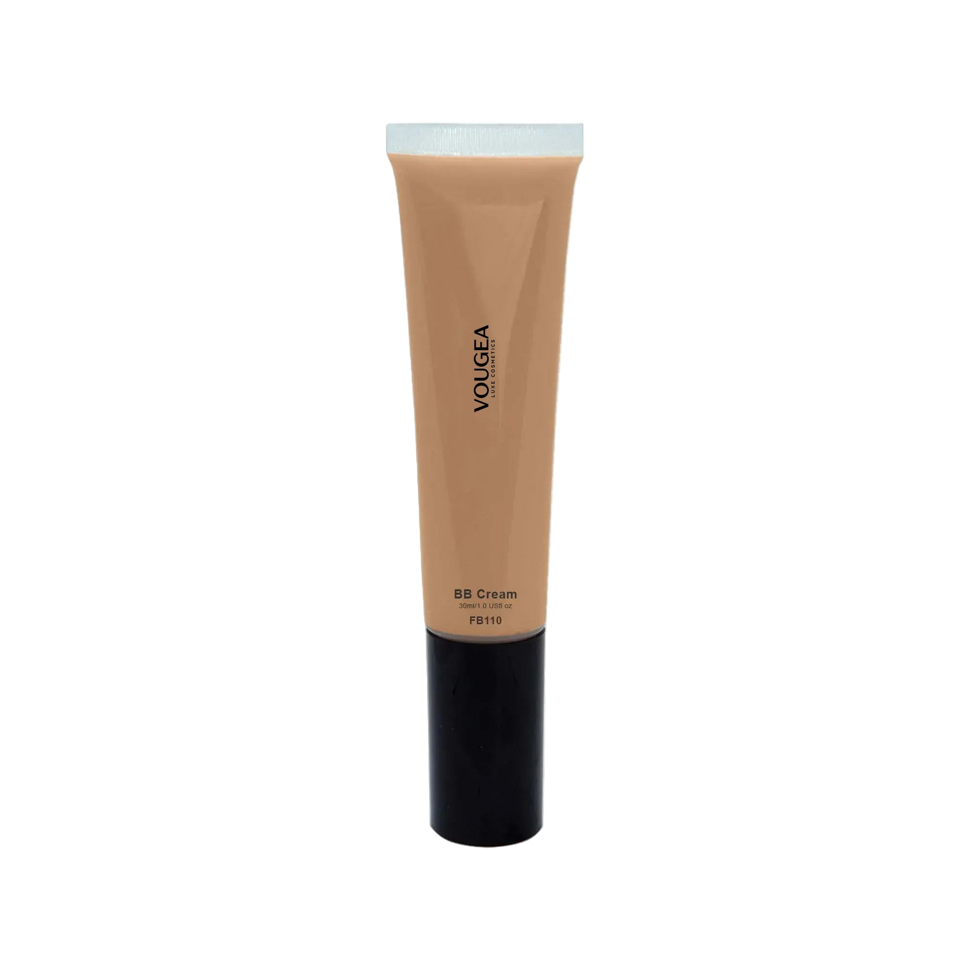 VOUGEA Luxe Perfecting Face Primer in sleek rose gold tube on soft silver background