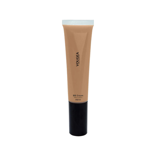 VOUGEA Luxe Perfecting Face Primer in sleek rose gold tube on soft silver background