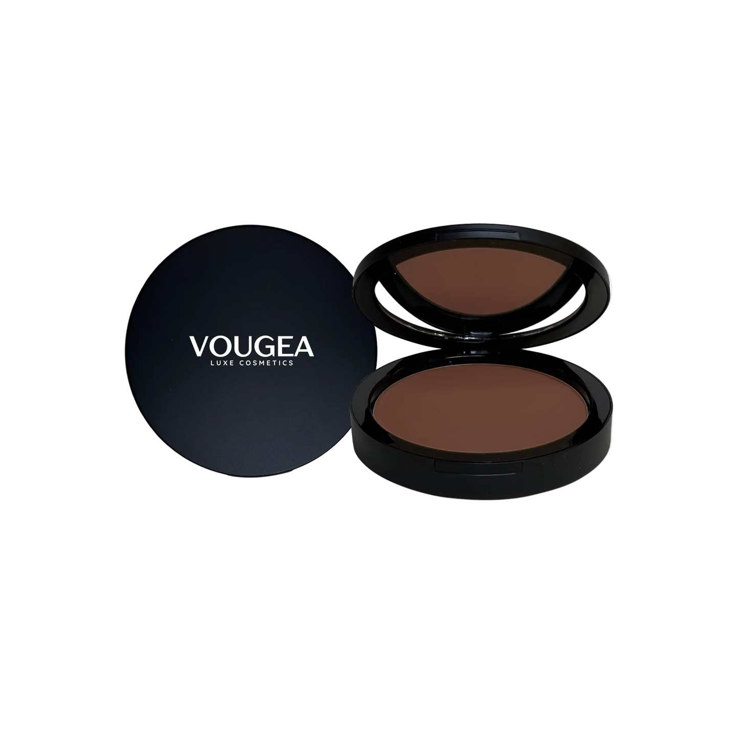 “VOUGEA Luxe Dual Blend Powder Foundation compact with matte finish powder”