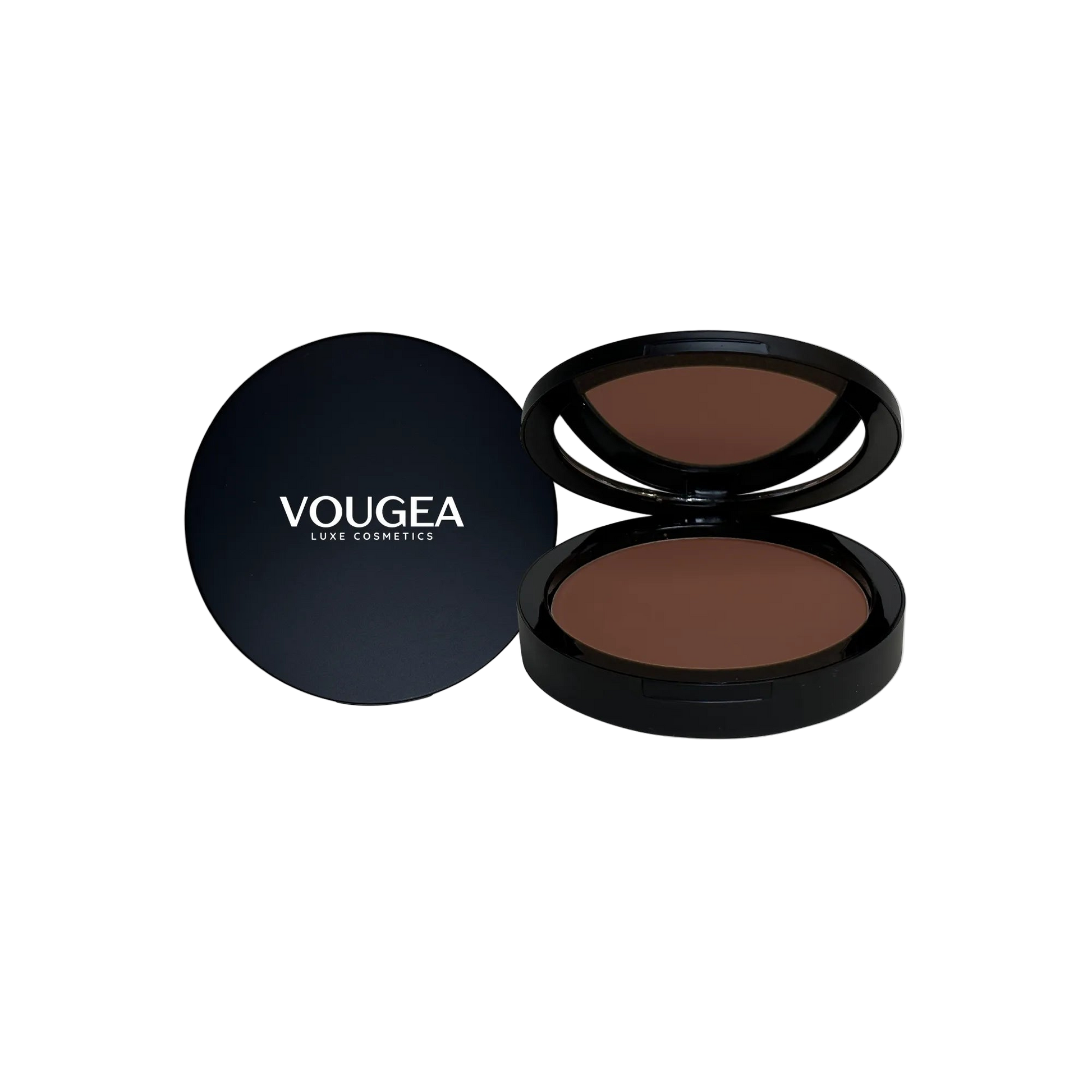 “VOUGEA Luxe Dual Blend Powder Foundation compact with matte finish powder”