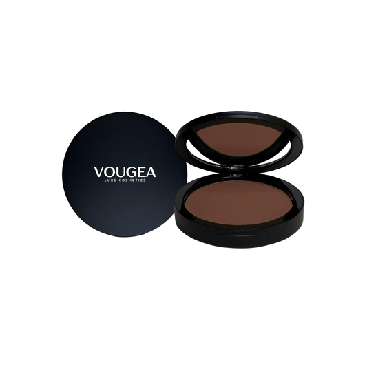 “VOUGEA Luxe Dual Blend Powder Foundation compact with matte finish powder”