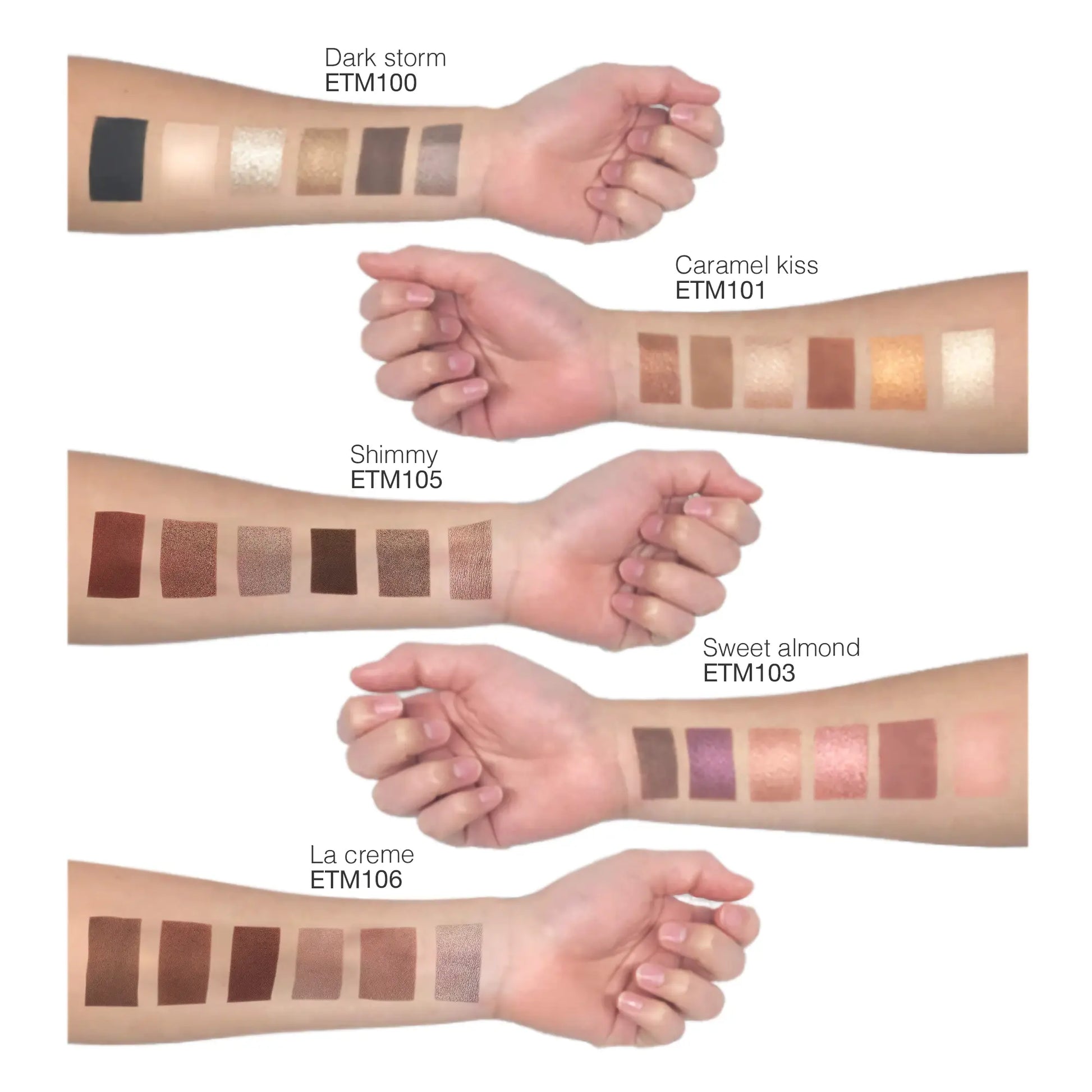 VOUGEA Luxe 6-Shade Eyeshadow Palette with shimmering and matte shades displayed in rose gold compact